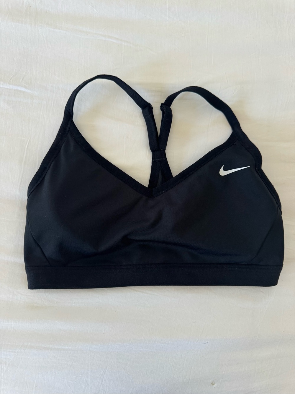 Nike Black Racerback Sports Bra with White Swoosh